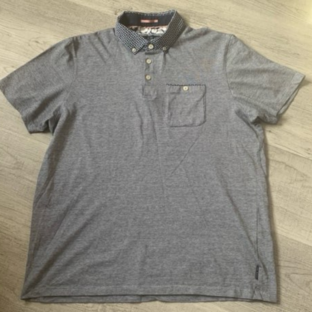 Ted Baker Gray Polo with Patterned Collar